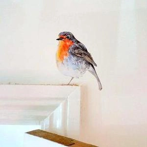 نقاشی پرنده روی درب