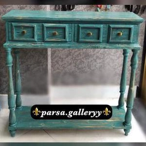 کنسول فیروزه ای پتینه شده به سبک کلاسیک