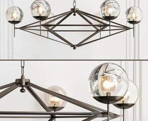 لوستر مدرن Modern Pyramid Glass Globes Chandelie 3d