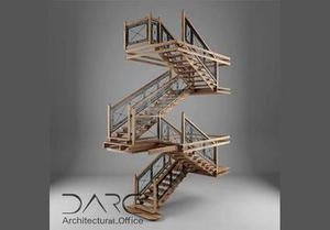 3D راه پله چوبی مدرن