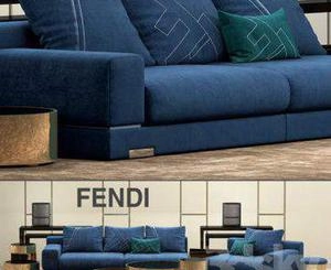 مبل مدرن آبی و کوسن های سبز Sofa Fendi Casa Madison