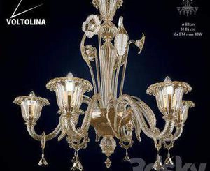 لوستر کلاسیک گل شیپوری شیشه ای
