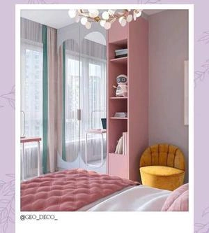 ایده اتاق دخترانه صورتی سفید ابی