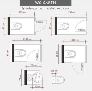 اندازه های کابین دستشوی