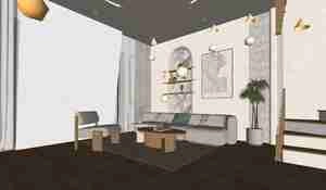 طراحی داخلی نشیمن و آشپزخانه به سبک ژاپنی برای اسکچاپ