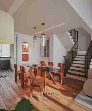 طراحی داخلی نشیمن و آشپزخانه و ناهارخوری با تم کریسمس برای اسکچاپ