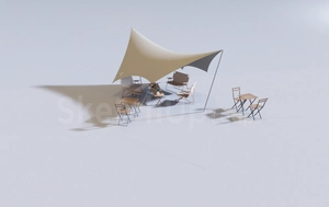 مجموعه ای از چادر برای کمپینگ در طبیعت برای اسکچاپ