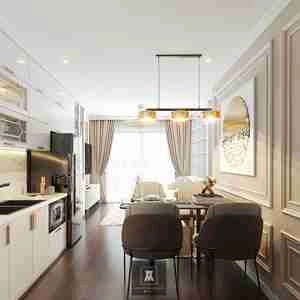 طراحی نشیمن و آشپزخانه مدرن و چشم‌نواز برای اسکچاپ