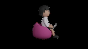 دختر 3d گرافیکی در حال کار با لپتاب