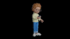 دختر 3d در حال کار با موبایل