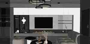 طراحی داخلی نشیمن و اتاق خواب مدرن و شیک برای اسکچاپ