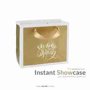 Golden gift bag mock up باکس هدیه