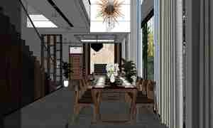 طراحی داخلی نشیمن و آشپزخانه مدرن و مینیمال برای اسکچاپ