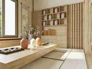 طراحی داخلی آشپزخانه و اتاق چایی خوری به سبک ژاپنی برای اسکچاپ