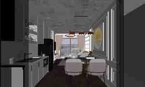 طراحی نشیمن و آشپزخانه مدرن و چشم‌نواز برای اسکچاپ