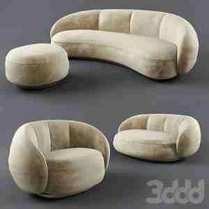مبل دو نفره و تک نفره پارچه ای کرم رنگ   Collection of furniture Julep Tacchini