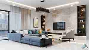 طراحی داخلی فضای نشیمن و آشپزخانه برای اسکچاپ