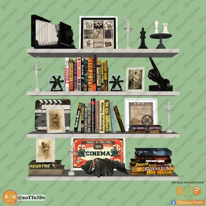 ست دکوری قفسه و کتاب برای اسکچاپ