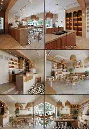 کافه‌ای دنج با الهام از طبیعت تم چوبی skp