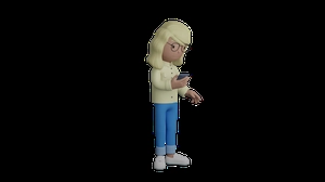 دختر 3d در حال کار با موبایل
