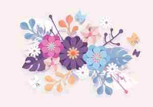 بک گراند گل 3D Floral Papercraft Vector سه بعدی