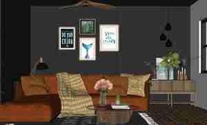 طراحی داخلی نشیمن مدرن برای اسکچاپ