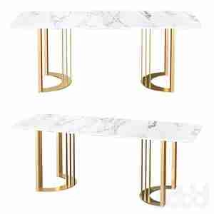 میز با پایه طلایی و رویه سنگ سفید KENZO DINING TABLE