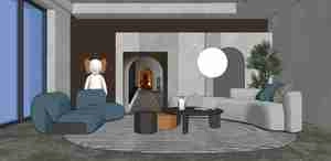 طراحی داخلی نشیمن مدرن برای اسکچاپ