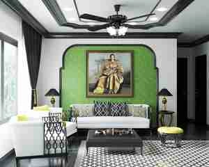 طراحی داخلی فضای نشیمن با تلفیقی از هنرهای شرقی و مدرن برای اسکچاپ