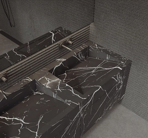 روشوی تمام سنگ مشکی با رگه سفید کابین دودی