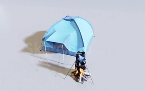 مجموعه ای از چادر برای کمپینگ در طبیعت برای اسکچاپ