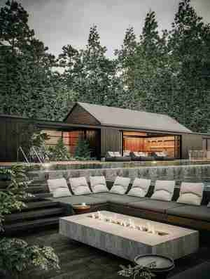 طراحی ویلا جنگلی مدرن استخردار برای اسکچاپ