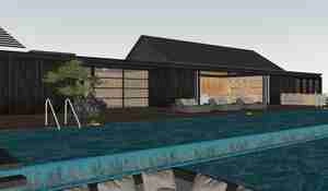 طراحی ویلا جنگلی مدرن استخردار برای اسکچاپ