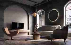 طراحی داخلی نشیمن مینیمال برای اسکچاپ