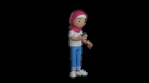 دختر 3d در حال کار با موبایل