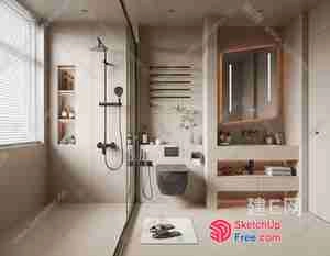 طراحی داخلی حمام و سرویس بهداشتی مدرن برای اسکچاپ