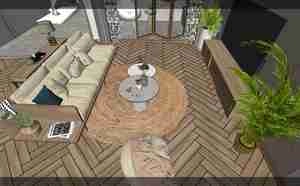 طراحی داخلی نشیمن و آشپزخانه مدرن و مینیمال برای اسکچاپ