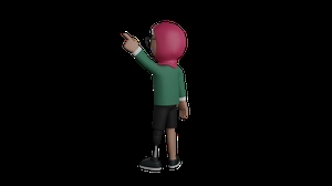 دختر 3d گرافیکی در حال اشاره به سمت بالا