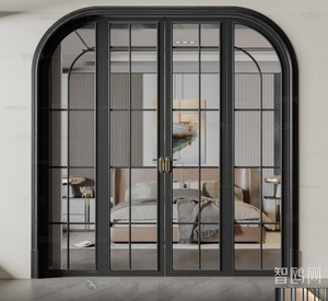 درب شیشه ای دو لنگه با کرو