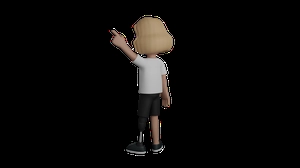دختر 3d گرافیکی در حال اشاره به سمت بالا