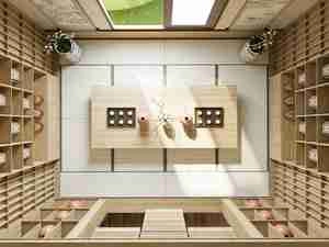 طراحی داخلی آشپزخانه و اتاق چایی خوری به سبک ژاپنی برای اسکچاپ