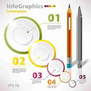 مداد اینفوگرافیکی Pen with circle light infographic