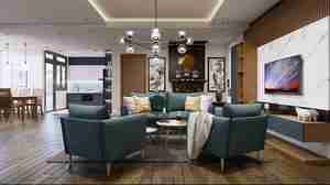 طراحی داخلی فضای نشیمن مدرن برای اسکچاپ