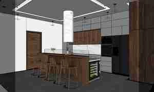 طراحی داخلی نشیمن و آشپزخانه مدرن و مینیمال برای اسکچاپ