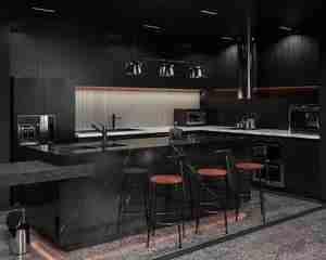 فضای داخلی آپارتمان مسکونی تم طراحی مشکی برای اسکچاپ