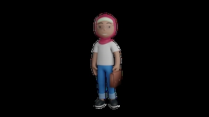 دختر گرافیکی 3d با کیف در دست