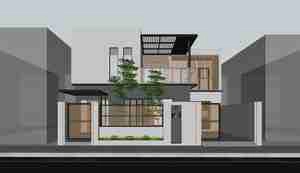 طراحی داخلی و نمای ویلای مدرن با ترکیب متریال چوب و بتن برای اسکچاپ