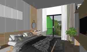 طراحی داخلی اتاق خواب مدرن با منظره عالی برای اسکچاپ