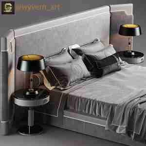 آبجکت تخت خواب و عسلی با آباژور Bed Vittoriafrigerio Corio(