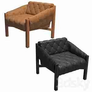 صندلی چرمی با رنگ مشکی وکالباسی Abruzzo leather tufted chair